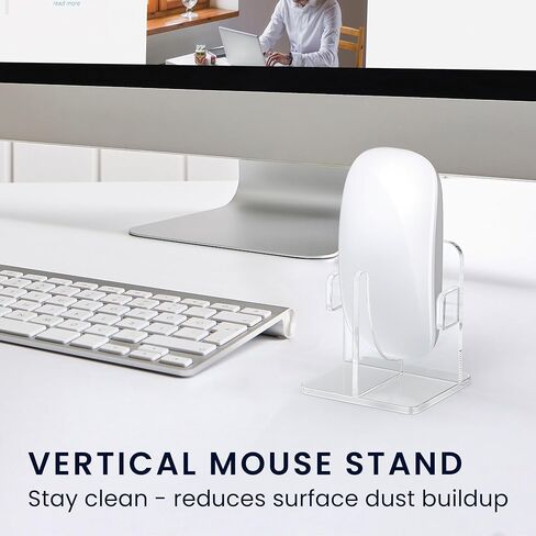 حامل مكتب ماوس بلوتوث عمودي kwmobile متوافق مع Apple Magic Mouse 1 / Magic Mouse 2 / حامل Logitech Pebble اللاسلكي - حامل قاعدة ماوس لاسلكي - فتحات لتخزين الشحن المستقيم in Kuwait