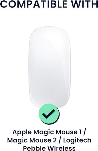 حامل مكتب ماوس بلوتوث عمودي kwmobile متوافق مع Apple Magic Mouse 1 / Magic Mouse 2 / حامل Logitech Pebble اللاسلكي - حامل قاعدة ماوس لاسلكي - فتحات لتخزين الشحن المستقيم in Kuwait