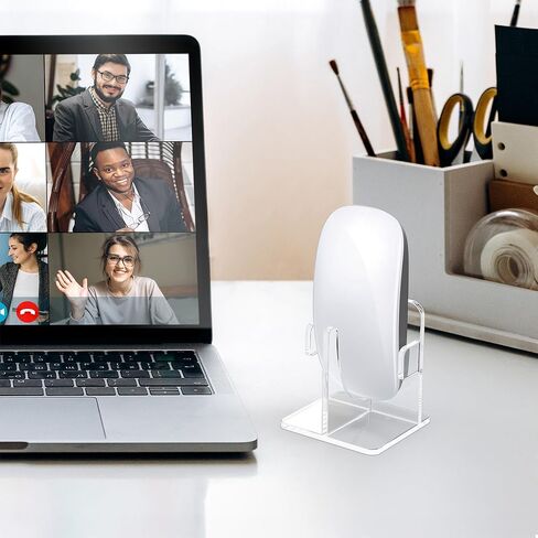 حامل مكتب ماوس بلوتوث عمودي kwmobile متوافق مع Apple Magic Mouse 1 / Magic Mouse 2 / حامل Logitech Pebble اللاسلكي - حامل قاعدة ماوس لاسلكي - فتحات لتخزين الشحن المستقيم in Kuwait