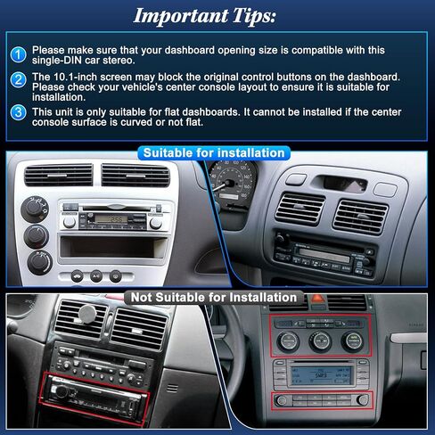 [2G+64G] 10.1 بوصة راديو سيارة بلوتوث ستيريو أحادي الدين مع Apple Carplay Android Auto، وحدة استقبال صوت السيارة بشاشة لمس قابلة للدوران مع كاميرا احتياطية، وصلة مرآة/SWC/AM/FM، Android 14 in Kuwait