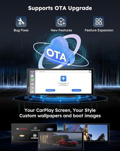 Carpuride 11.26" Carplay Screen for Car with N-etflix/YouTube Apps Upgraded Car Play & Android Auto Large Touchscreen Support OTA, WiFi, Backup Camera, GPS Navigation, Split-Screen, Dual Bluetooth in Saudi Arabia