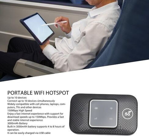 4G LTE Mobile WiFi Hotspot, SIM Card Slot 150Mbps 10 Devices 3000mAh Battery, with USB WiFi Modem, for Travel Router in Saudi Arabia