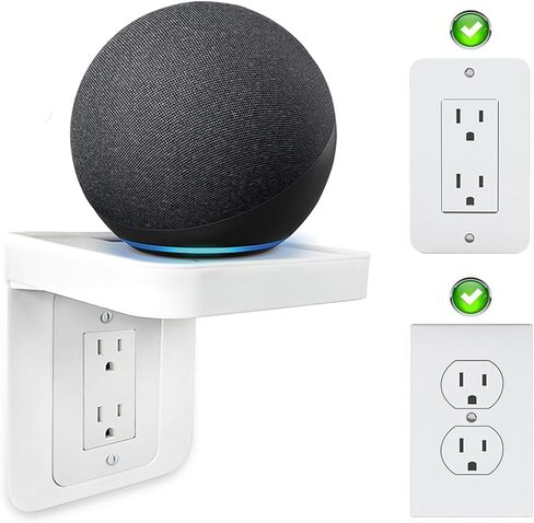 ALLICAVER Horizontal Decora Outlet Shelf Only, Wall Holder with Built-in Cable Management, Light-Duty Organizer for Electric Toothbrush & Small Accessories, Not for Vertical or Duplex Outlets in Kuwait