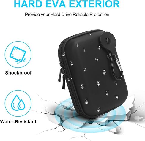 Lacdo Hard Drive Carrying Case for Aiolo Innovation External Hard Drive Ultra Slim Portable HDD 1TB 1.5TB 2TB 4TB 5TB 320GB 500GB 750GB USB 3.0 HDD Hard EVA Protective Storage Travel Bag, Black in Saudi Arabia