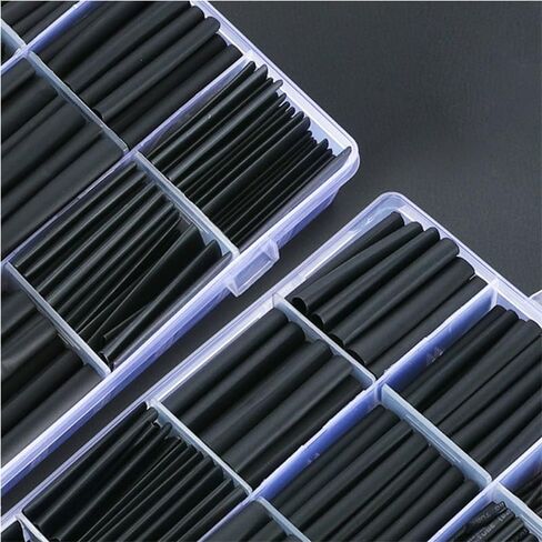 650PCS Black Heat Shrink Tube Kit,Tubing Shrink Wire Wrapping Electrical Cable Insulation Sleeves Insulation Protecter (Black 650 PCS) in Saudi Arabia