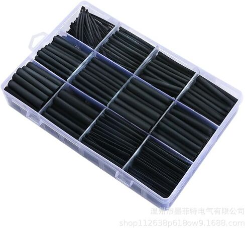 650PCS Black Heat Shrink Tube Kit,Tubing Shrink Wire Wrapping Electrical Cable Insulation Sleeves Insulation Protecter (Black 650 PCS) in Saudi Arabia