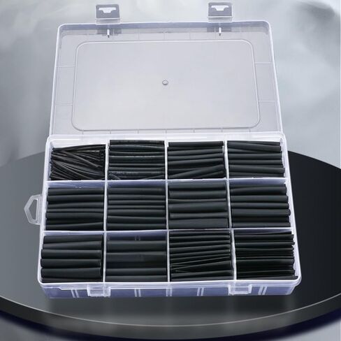650PCS Black Heat Shrink Tube Kit,Tubing Shrink Wire Wrapping Electrical Cable Insulation Sleeves Insulation Protecter (Black 650 PCS) in Saudi Arabia