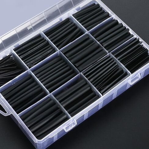 650PCS Black Heat Shrink Tube Kit,Tubing Shrink Wire Wrapping Electrical Cable Insulation Sleeves Insulation Protecter (Black 650 PCS) in Saudi Arabia