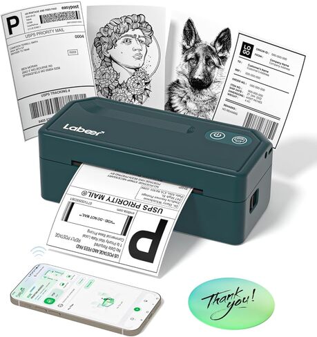 Labeer Bluetooth Thermal Label Printer, 4x6 Shipping Label Printer for Shipping Packages, Small Business Office or Home, Compatible with Phone&Pad&PC,Support Ups/Shopify/Ebay&More (Cyan) in Saudi Arabia