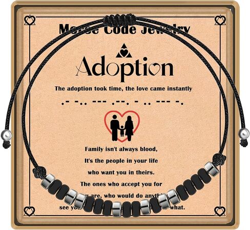 Yvesmillauly Bracelets Adoption Gifts for Adoptive Parents, Adoption Morse Code Bracelet for Mom, Adoption Day Gifts, Adoptive Mom Jewelry in Saudi Arabia