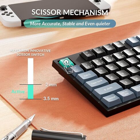 Keychron B36 2.4 GHz Wireless Bluetooth Keyboard Silent Typing 100% Full-Size Layout Launcher Support with Numeric Keypad Ergonomic Angle Compatible for Mac Windows Linux in Kuwait