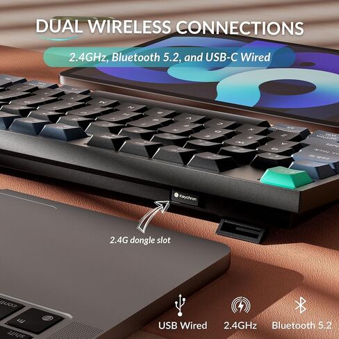 Keychron B36 2.4 GHz Wireless Bluetooth Keyboard Silent Typing 100% Full-Size Layout Launcher Support with Numeric Keypad Ergonomic Angle Compatible for Mac Windows Linux in Kuwait
