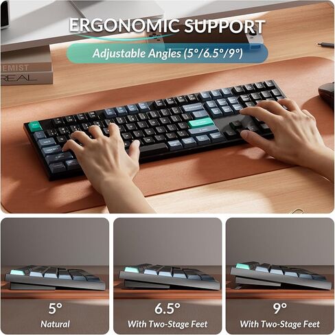 Keychron B36 2.4 GHz Wireless Bluetooth Keyboard Silent Typing 100% Full-Size Layout Launcher Support with Numeric Keypad Ergonomic Angle Compatible for Mac Windows Linux in Kuwait