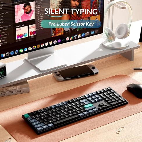 Keychron B36 2.4 GHz Wireless Bluetooth Keyboard Silent Typing 100% Full-Size Layout Launcher Support with Numeric Keypad Ergonomic Angle Compatible for Mac Windows Linux in Kuwait