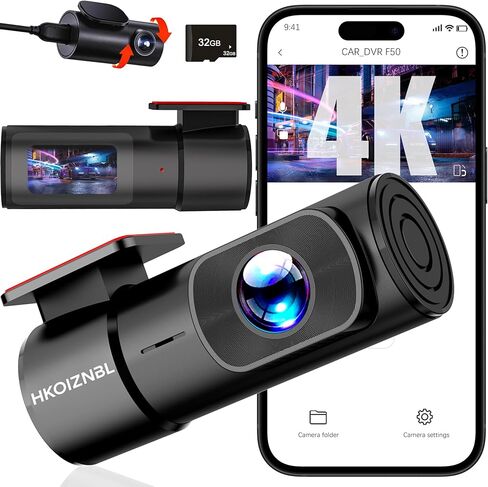 Dash Cam Front and Rear, 4K/2.5K Full UHD Dash Camera for Cars, 1.47" IPS Screen Mini Dashcam, Included 32GB Card, 170°Wide Angle, Built-in Wi-Fi, WDR, Night Vision, 24H Parking Mode in Saudi Arabia