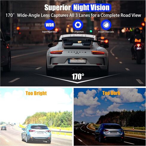 Dash Cam Front and Rear, 4K/2.5K Full UHD Dash Camera for Cars, 1.47" IPS Screen Mini Dashcam, Included 32GB Card, 170°Wide Angle, Built-in Wi-Fi, WDR, Night Vision, 24H Parking Mode in Saudi Arabia