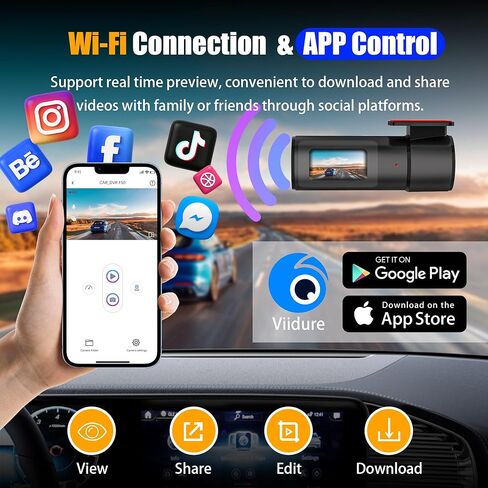 Dash Cam Front and Rear, 4K/2.5K Full UHD Dash Camera for Cars, 1.47" IPS Screen Mini Dashcam, Included 32GB Card, 170°Wide Angle, Built-in Wi-Fi, WDR, Night Vision, 24H Parking Mode in Saudi Arabia