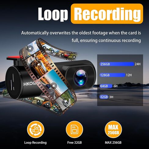 Dash Cam Front and Rear, 4K/2.5K Full UHD Dash Camera for Cars, 1.47" IPS Screen Mini Dashcam, Included 32GB Card, 170°Wide Angle, Built-in Wi-Fi, WDR, Night Vision, 24H Parking Mode in Saudi Arabia