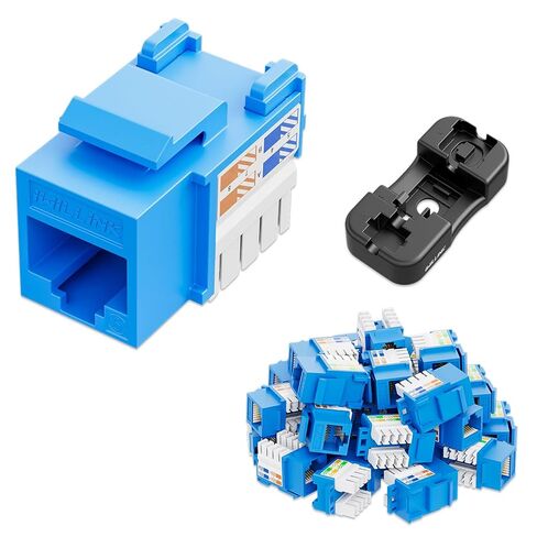 iwillink 10 جيجابت في الثانية Cat6 Keystone Jack، RJ45 Keystone Jack 25-Pack وحامل Keystone Punch-Down، مقبس إيثرنت معياري UTP إدراج 90 درجة، محول Keystone Punch Down، أبيض in Saudi Arabia