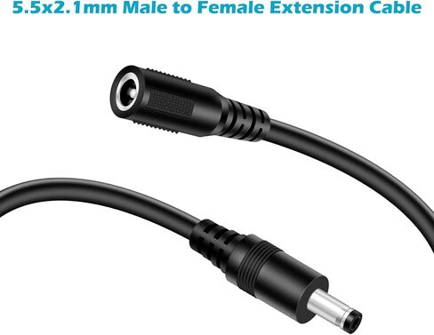 18AWG 2-Pack 10FT DC كابل تمديد الطاقة، 5.5 مم × 2.1 مم ذكر إلى أنثى مقبس أسطواني محول إمداد الطاقة 5.5 × 2.1 مم سلك تمديد لكاميرا مراقبة CCTV شريط LED in Kuwait