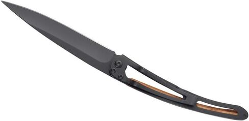 deejo - سكين جيب قابل للطي 37 جرام مع مشبك حزام - تصميم آرت ديكو، شفرة من الفولاذ المقاوم للصدأ مقاس 3.7 بوصة، مقبض من خشب العرعر - خفيف الوزن للحمل اليومي للمنزل والعمل والاستخدام الخارجي in Kuwait