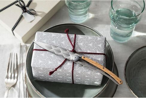 deejo - سكين جيب قابل للطي 37 جرام مع مشبك حزام - تصميم آرت ديكو، شفرة من الفولاذ المقاوم للصدأ مقاس 3.7 بوصة، مقبض من خشب العرعر - خفيف الوزن للحمل اليومي للمنزل والعمل والاستخدام الخارجي in Kuwait