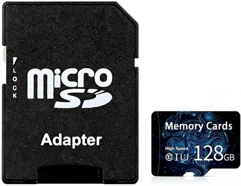 بطاقة ذاكرة فلاش MicroSDHC سعة 128 جيجابايت فئة 10 مع محول لتخزين الأجهزة المحمولة والهواتف والكمبيوتر اللوحي والطائرات بدون طيار وتسجيل فيديو عالي الدقة - 80 ميجابايت/ثانية UHS-I, C10, U1 in Saudi Arabia