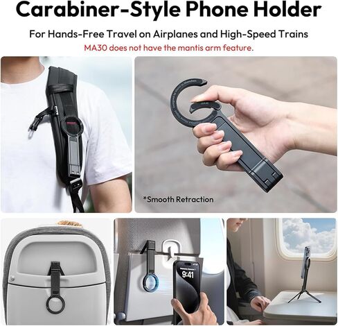حامل ثلاثي مغناطيسي للهاتف iPhone - حامل ثلاثي للهاتف الذكي من الألومنيوم بجيب ثلاثي القوائم للهاتف الخلوي، حامل مغناطيسي قوي سريع التركيب متوافق مع سلسلة iPhone 17 16 15 14 13 12، أسود in Saudi Arabia