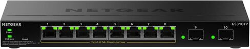 سلسلة NETGEAR S350 ذات 10 منافذ جيجابت إيثرنت PoE + محول أساسي ذكي مُدار - 8 x 1G PoE+ @ 55W، 2 x 1G مخصص SFP - سطح المكتب أو التثبيت على الحائط (GS310TPv2) in Saudi Arabia