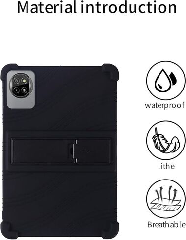 حافظة كمبيوتر لوحي Blackview Tab 20 WiFi مقاس 10.1 بوصة، حامل من السيليكون الناعم BOVUGAC قابل للتعديل مضاد للصدمات مناسب للأطفال لجهاز Tab 20 WiFi 10.1 بوصة (أسود) in Kuwait