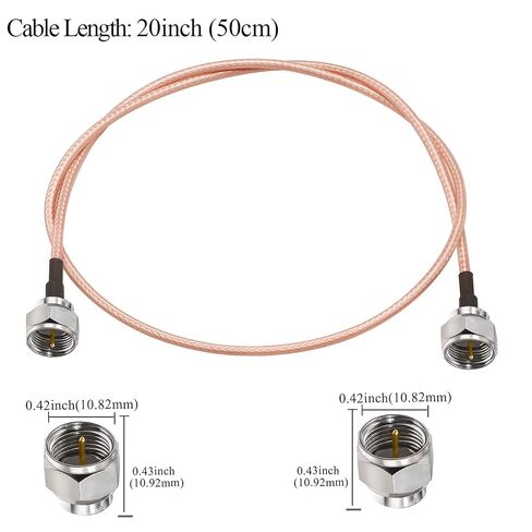 TUOLNK F Type Coax Cable 75ohm F Male Plug to F Male Plug Extension Assembly Cable RG179 20inch (50cm) WiFi Antenna Jumper Coaxial Cable 2 Pack in Saudi Arabia