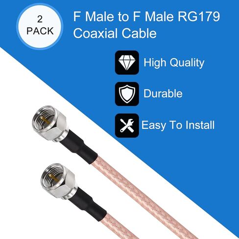 TUOLNK F Type Coax Cable 75ohm F Male Plug to F Male Plug Extension Assembly Cable RG179 20inch (50cm) WiFi Antenna Jumper Coaxial Cable 2 Pack in Saudi Arabia