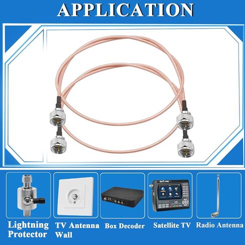 TUOLNK F Type Coax Cable 75ohm F Male Plug to F Male Plug Extension Assembly Cable RG179 20inch (50cm) WiFi Antenna Jumper Coaxial Cable 2 Pack in Saudi Arabia