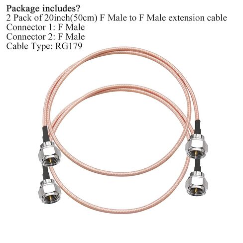 TUOLNK F Type Coax Cable 75ohm F Male Plug to F Male Plug Extension Assembly Cable RG179 20inch (50cm) WiFi Antenna Jumper Coaxial Cable 2 Pack in Saudi Arabia