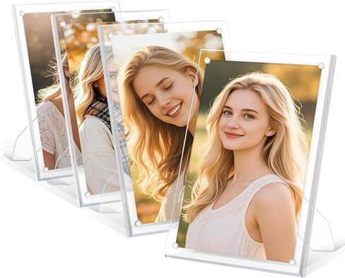 إطار أكريليك Egofine مقاس 5 × 7 حزمة واحدة، إطارات صور شفافة مع حامل، إطارات صور أكريليك مغناطيسية لعرض سطح الطاولة أفقيًا أو رأسيًا in Kuwait