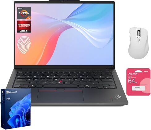كمبيوتر محمول Lenovo ThinkPad E14 Gen 6 Business، شاشة 14 بوصة FHD + مضادة للتوهج، AMD Ryzen 5 7535U حتى 4.55 جيجا هرتز، ذاكرة الوصول العشوائي DDR5 سعة 16 جيجابايت، SSD 512 جيجابايت، بصمة الإصبع، إضاءة خلفية، HDMI، Wi-Fi 6، Windows 11 Pro، مع مجموعة حزمة in Kuwait