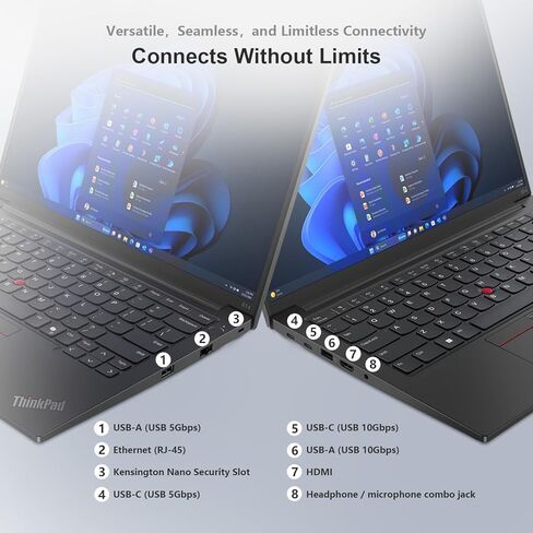 كمبيوتر محمول Lenovo ThinkPad E14 Gen 6 Business، شاشة 14 بوصة FHD + مضادة للتوهج، AMD Ryzen 5 7535U حتى 4.55 جيجا هرتز، ذاكرة الوصول العشوائي DDR5 سعة 16 جيجابايت، SSD 512 جيجابايت، بصمة الإصبع، إضاءة خلفية، HDMI، Wi-Fi 6، Windows 11 Pro، مع مجموعة حزمة in Kuwait