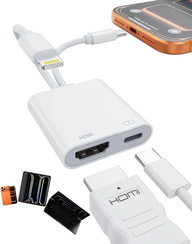 USB-C and Lightning to HDMI Adapter for iPhone ipad to TV [MFi Certified], 4K@60 Hz Sync Screen Apple Lightning to Digital AV Adapter for MacBook, iPhone17/16/15, iPad to TV/Projector/Monitor in Saudi Arabia