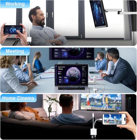 USB-C and Lightning to HDMI Adapter for iPhone ipad to TV [MFi Certified], 4K@60 Hz Sync Screen Apple Lightning to Digital AV Adapter for MacBook, iPhone17/16/15, iPad to TV/Projector/Monitor in Saudi Arabia