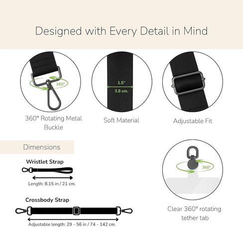 ubba+ Crossbody Phone Strap with Wristlet – 3-in-1 Adjustable Phone Lanyard Set, Universal Phone Strap with 2 Tether Tabs in Saudi Arabia