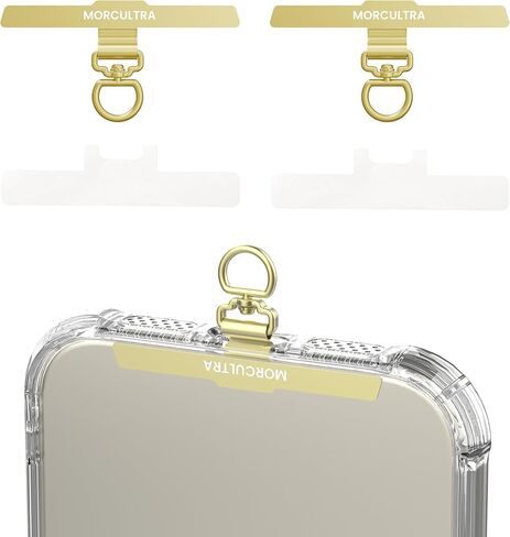 Phone Tether Tab,Metal Phone Lanyard Patch & Strap Adapter for All Full Phone Cases,Ultra-Thin 0.008in 360° Rotating phone charm,Universal phone clip for iPhone Android(Gold+Gold) in Saudi Arabia