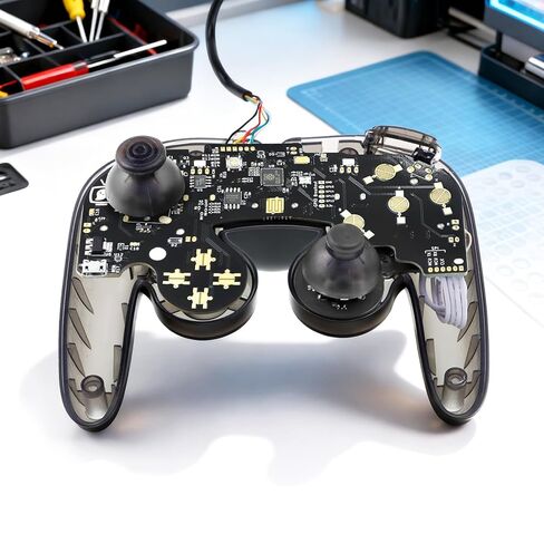 ELECROW PhobGCC v2.0.5 لوحة تحكم Gamecube مع عصا تحكم بتأثير القاعة، مخرج NTSC مدمج، 7 أوضاع تشغيل، عناصر تحكم قابلة للتخصيص ودمدمة للمعدلين واللاعبين المحترفين (أسود) in Saudi Arabia