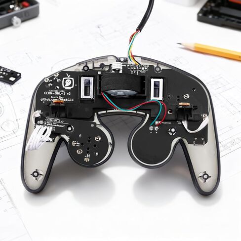 ELECROW PhobGCC v2.0.5 لوحة تحكم Gamecube مع عصا تحكم بتأثير القاعة، مخرج NTSC مدمج، 7 أوضاع تشغيل، عناصر تحكم قابلة للتخصيص ودمدمة للمعدلين واللاعبين المحترفين (أسود) in Saudi Arabia