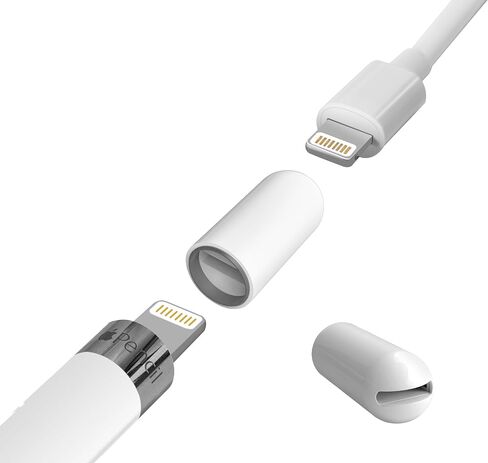 TechMatte Charger Adapter & Cap 2-in-1 for Apple Pencil 1st Gen [Non-Magnetic] Charging Adapter with No Need to Remove & Anti-Loss Holder, Direct Charging Dock Compatible with Lightning Cable [2 Pack] in Saudi Arabia