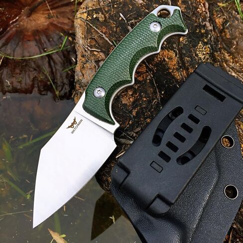 سكين Watchman WF221 EDC ذو نصل ثابت 14C28N مقبض ميكارتا من الفولاذ مع أغلفة كيديكس للأنشطة الخارجية والتخييم (بني) in Kuwait