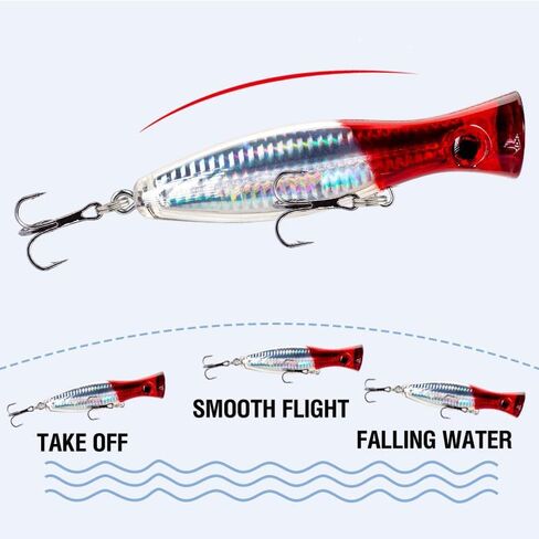 6 Pcs Large Top Water Popper,4.7 in Saltwater Poppers Fishing Lures,3D Eyes with Hooks and Ring for Surf Fishing, Bluefish,Fishing Gt Tuna Kingfish Large Predator Fish in Kuwait