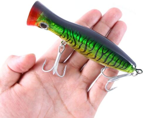 6 Pcs Large Top Water Popper,4.7 in Saltwater Poppers Fishing Lures,3D Eyes with Hooks and Ring for Surf Fishing, Bluefish,Fishing Gt Tuna Kingfish Large Predator Fish in Kuwait