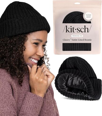 قبعة صغيرة مبطنة بالساتان من Kitsch Glazey™ للرجال والنساء - قبعات شتوية مريحة للرجال - قبعة أنيقة مضادة للتجعد لجميع أنواع الشعر - أحمر الخدود in Kuwait