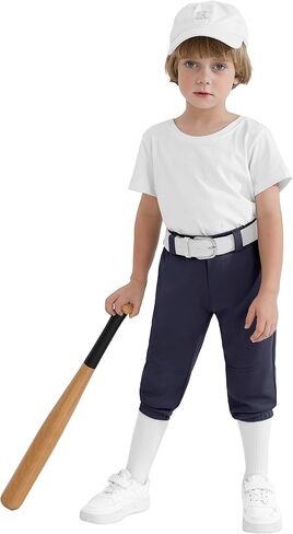2T/3T/4T/5T Toddler Knicker Baseball Pants Youth Boys Girls Softball Pants Kids Tee Ball Pants with Belt Loop UPF50+ in Saudi Arabia