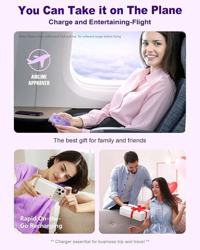 شاحن محمول مغناطيسي من Kesguar، بنك طاقة لاسلكي بقوة 10000 مللي أمبير في الساعة 22.5 وات PD للشحن السريع للغاية. مغناطيس قوي للغاية، حزمة بطارية مدخل ومخرج USB C لسلسلة Magsafe، iPhone 17/16/15/13/12 Pro، أرجواني in Kuwait